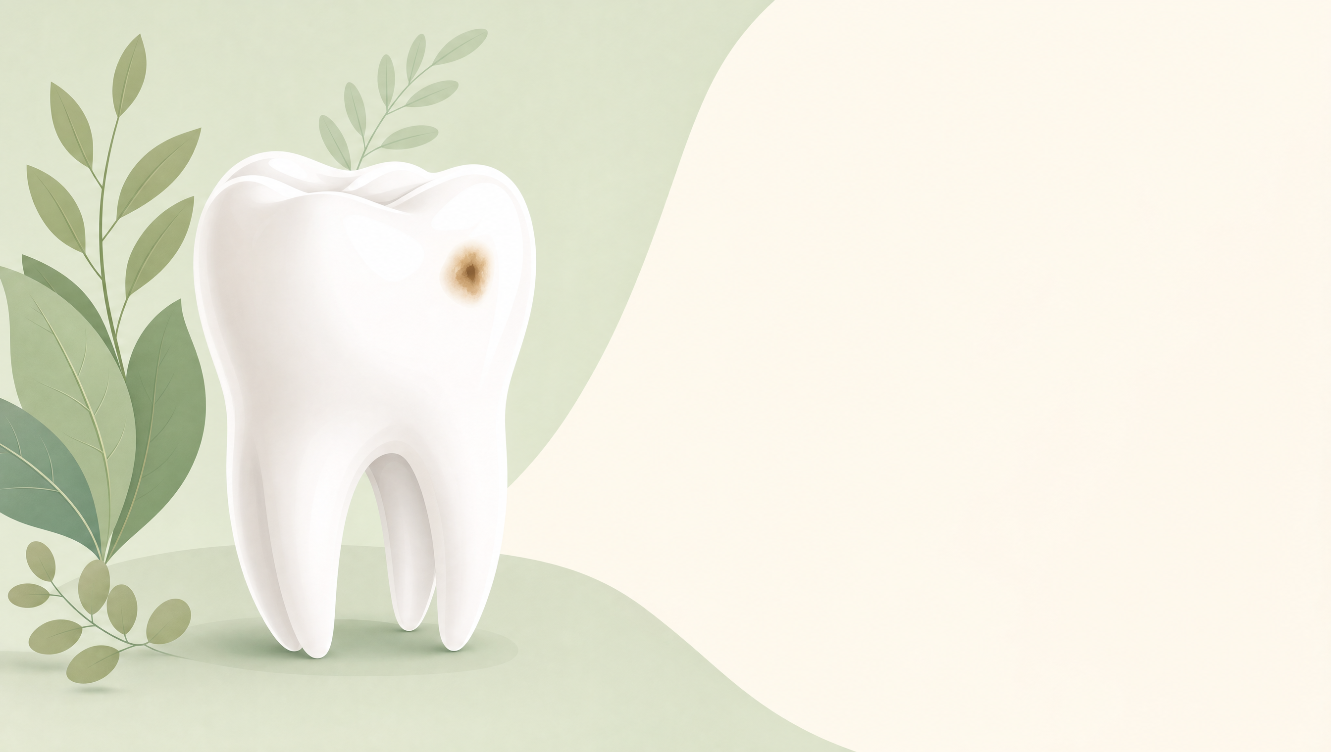Illustration of a healthy white tooth with a small cavity
