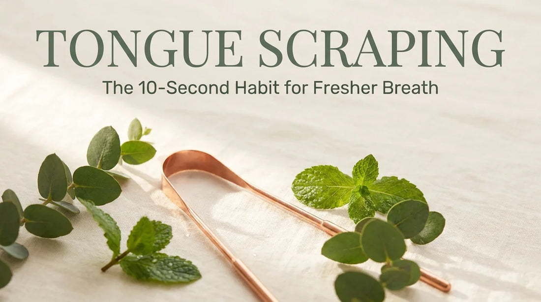 Tongue scraping, the 10-second habit for fresher breath, with a copper tongue scraper by Living Well with Dr. Michelle