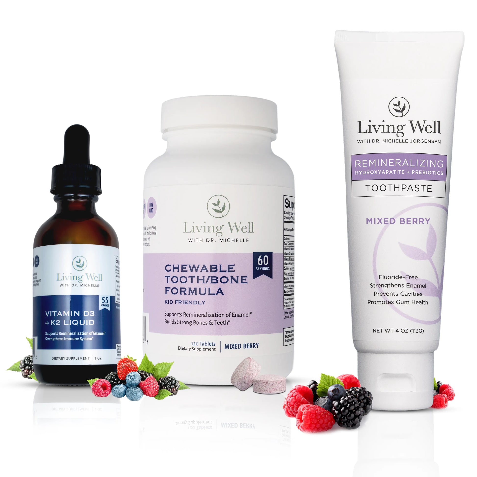 Kids Remineralization Toothpaste Kit (Kids Toothpaste, Liquid Vita D + K, Chewable Tooth & Bone Formula)