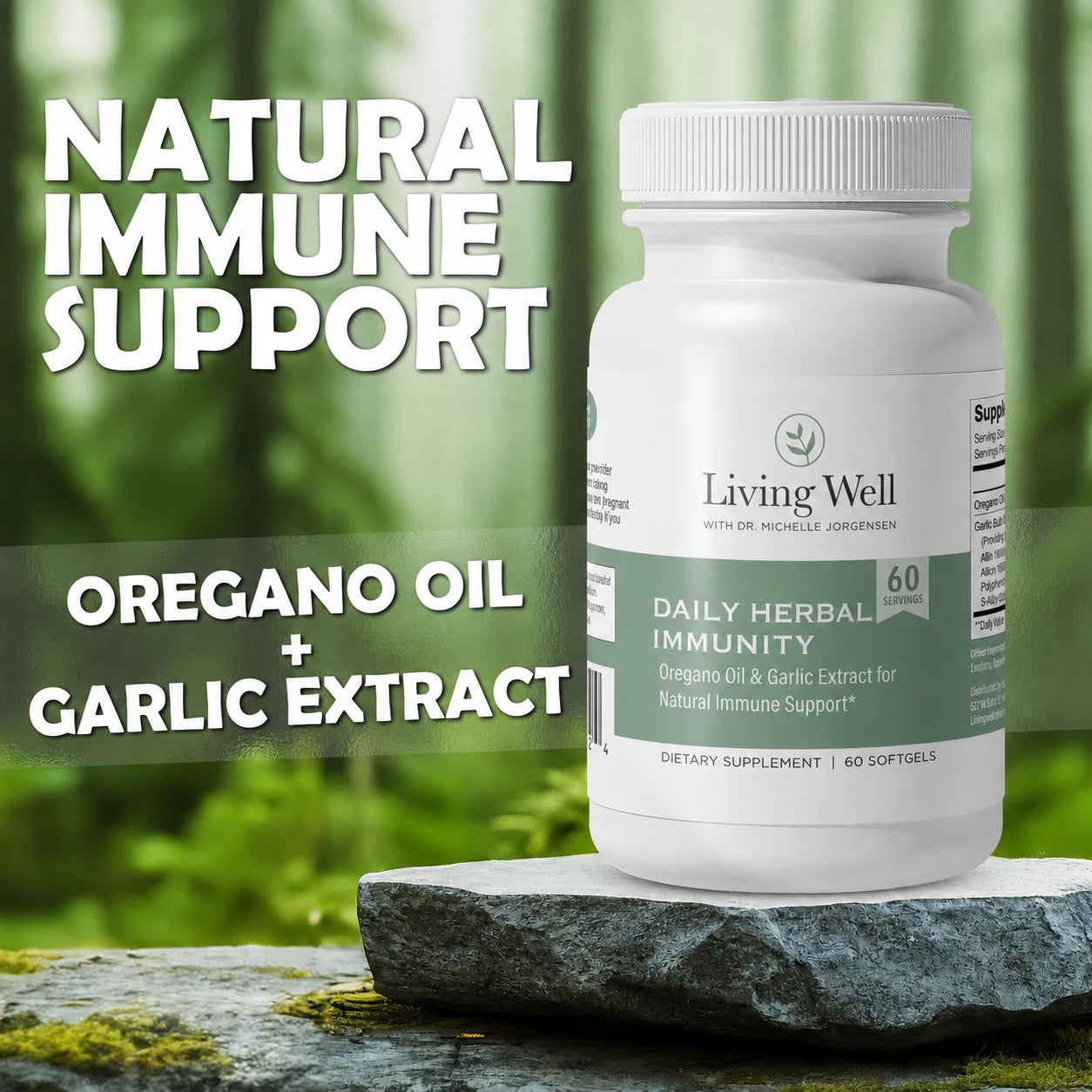 Daily Herbal Immunity oregano oil and garlic supplement natural immune support benefits