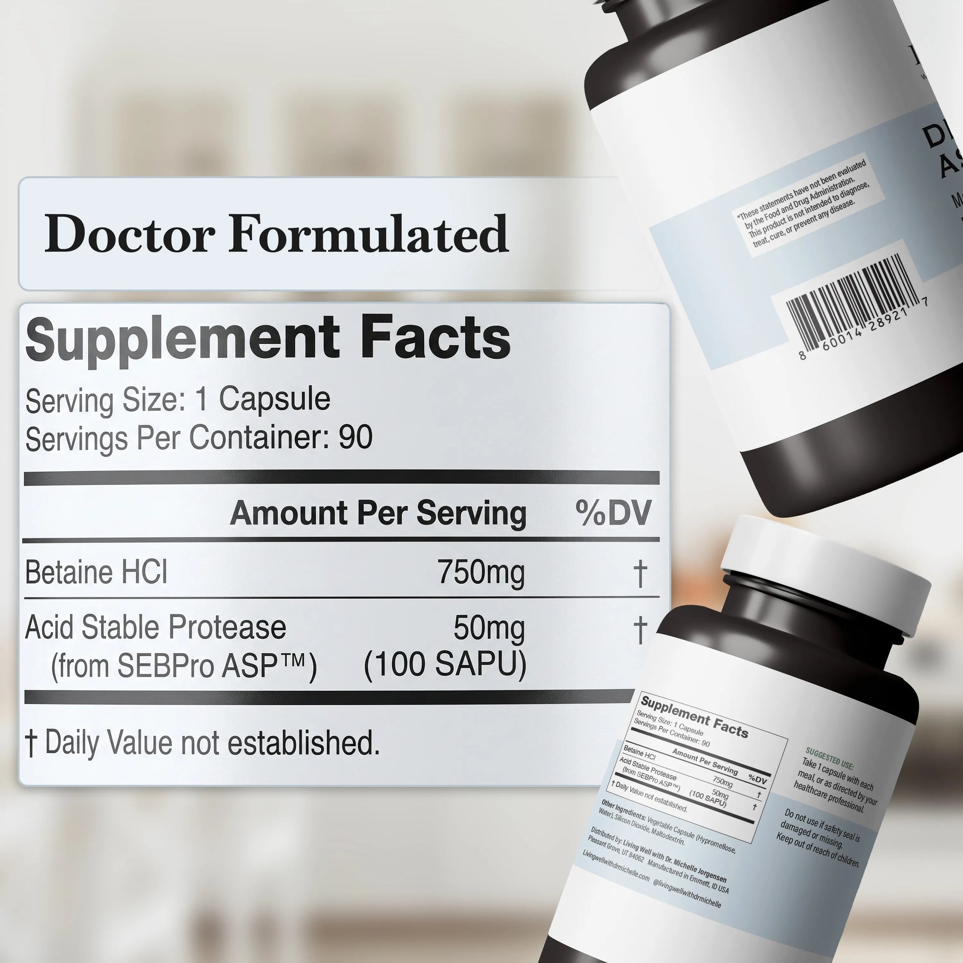 Digest Assist digestive enzyme supplement back of bottle
