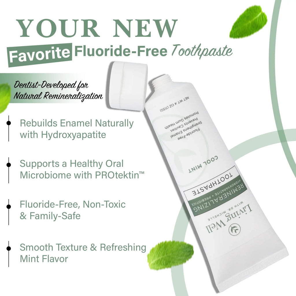 Fluoride-free remineralizing toothpaste with hydroxyapatite that rebuilds enamel, supports oral microbiome, and refreshes with mint flavor