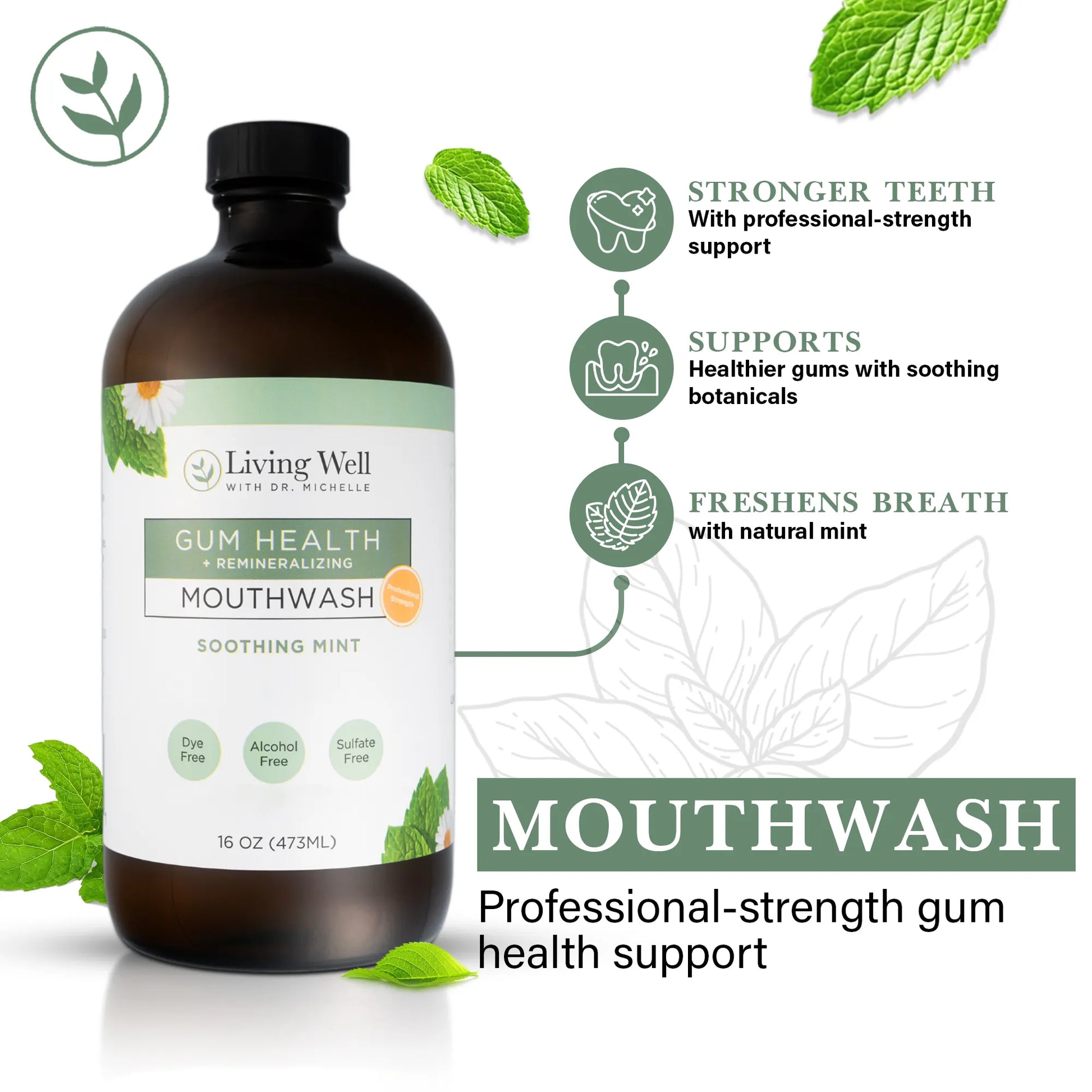 Remineralizing + Gum Health Mouthwash - Soothing Mint +-