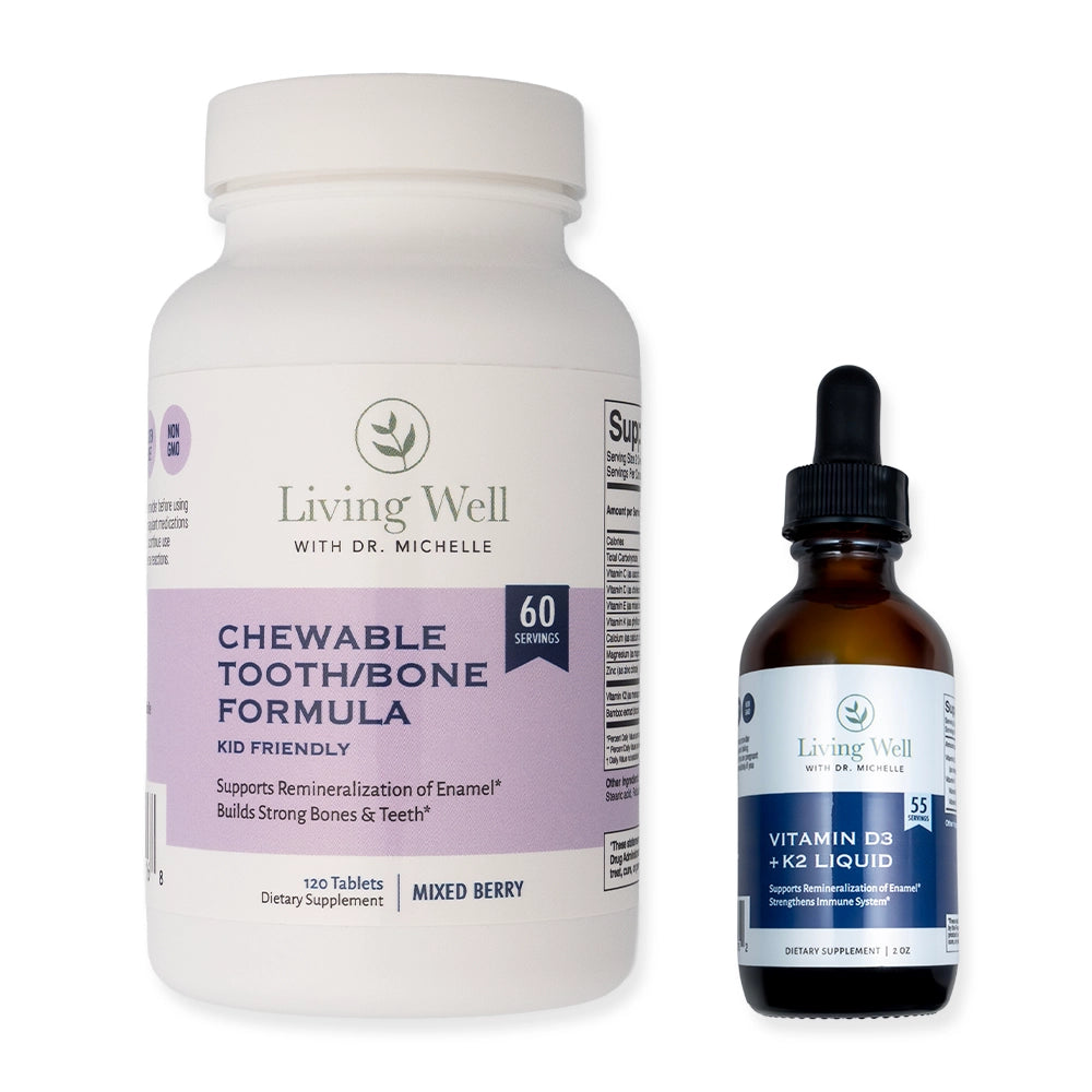 Kids Remineralization Supplements (Liquid Vita D + K & Chewable Tooth & Bone Formula)