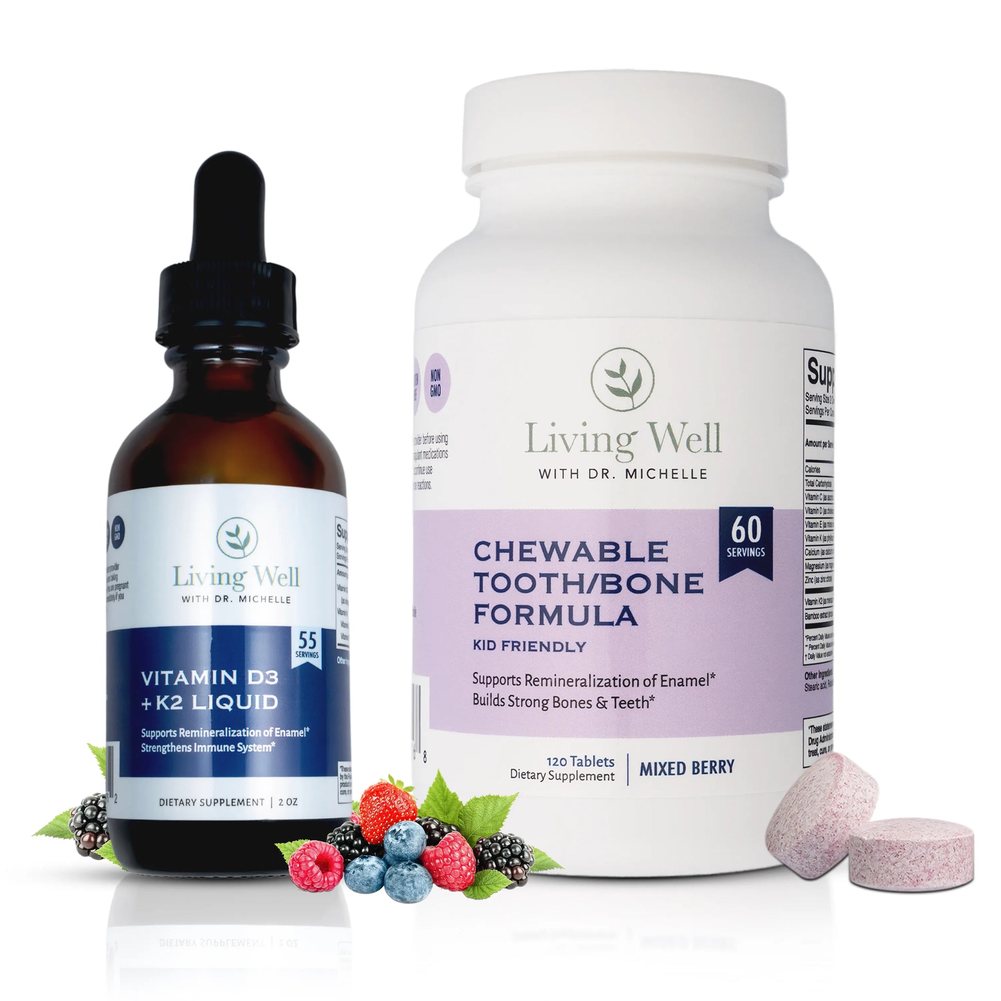 Kids Remineralization Supplements (Liquid Vita D + K & Chewable Tooth & Bone Formula)