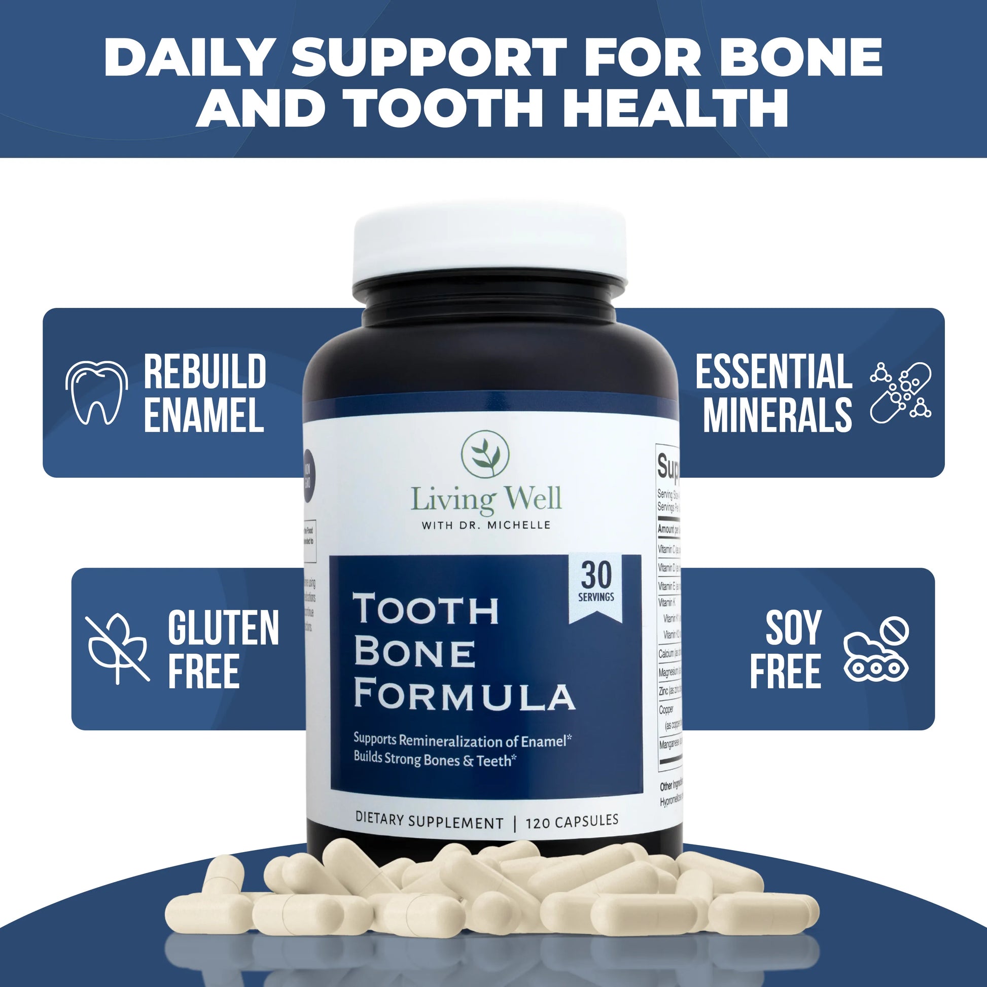 Tooth Remineralization Supplements (Vita D + K, Tooth & Bone Formula)