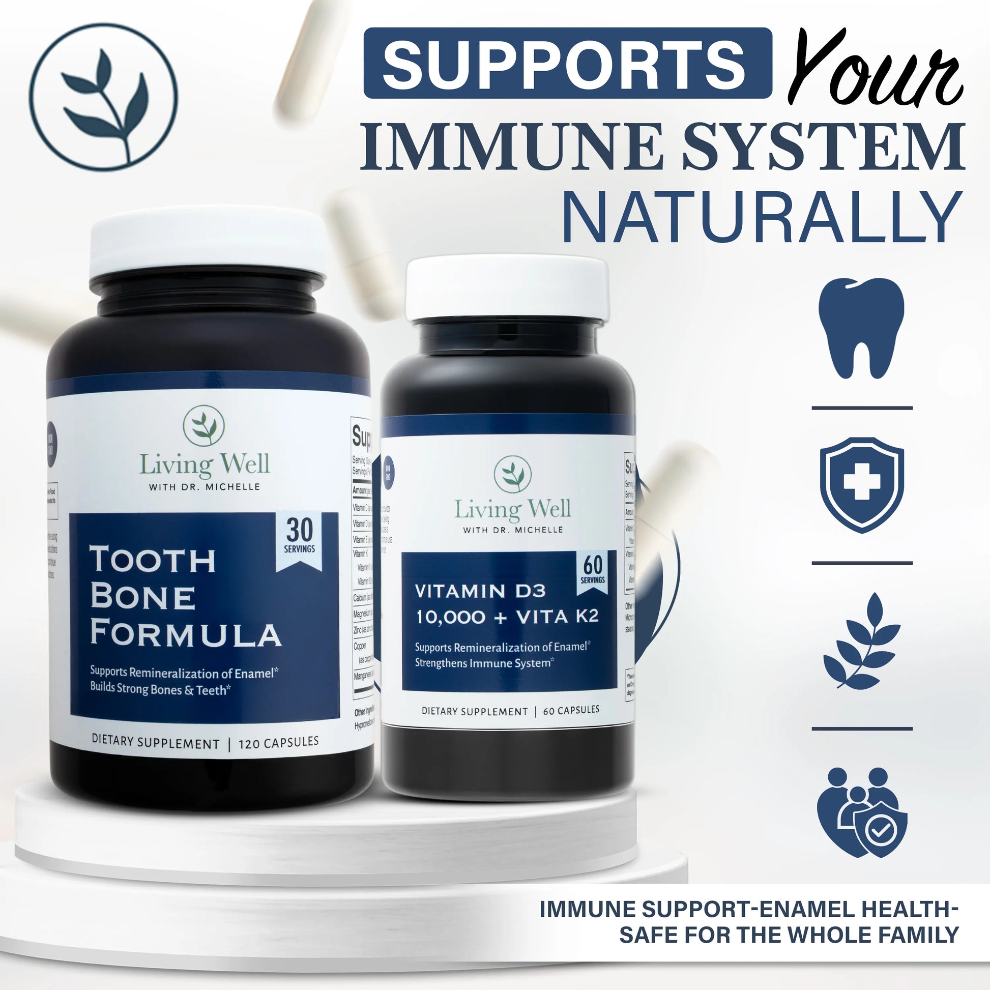 Tooth Remineralization Supplements (Vita D + K, Tooth & Bone Formula)
