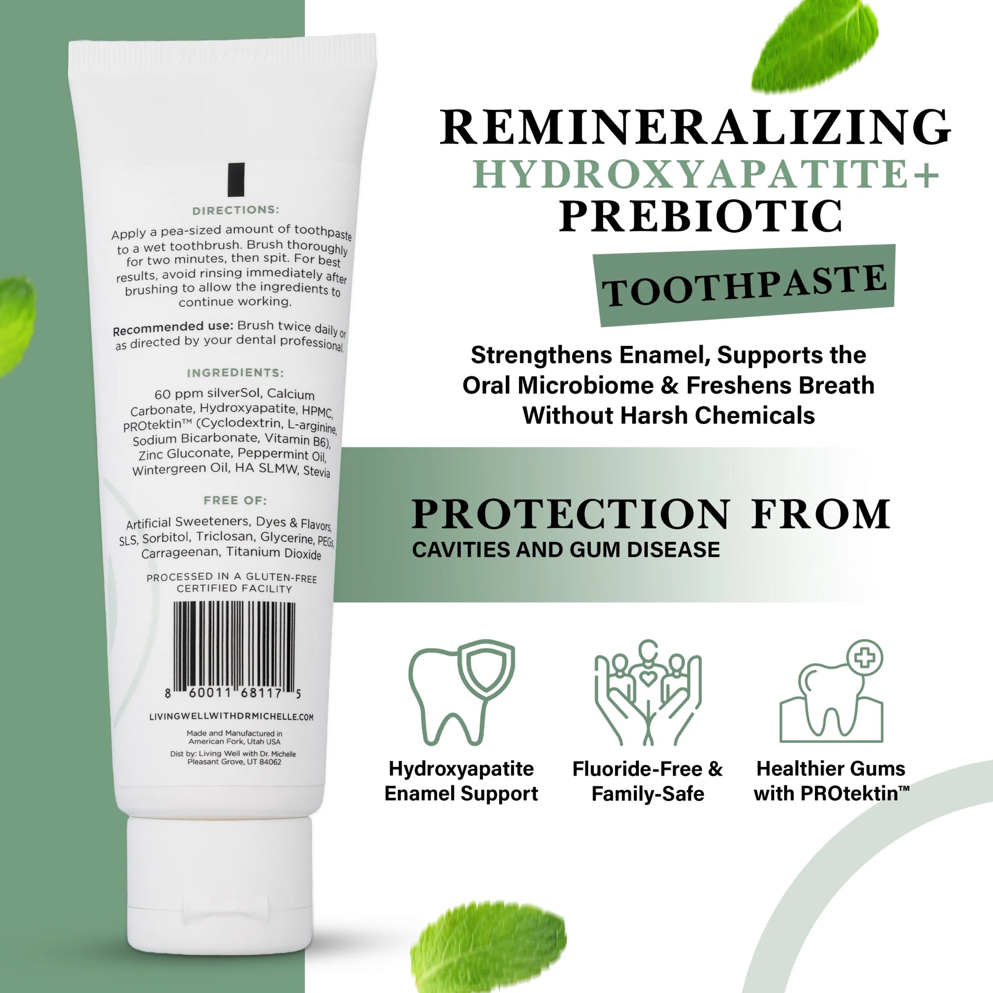 Remineralizing Toothpaste – Hydroxyapatite + PROtektin™