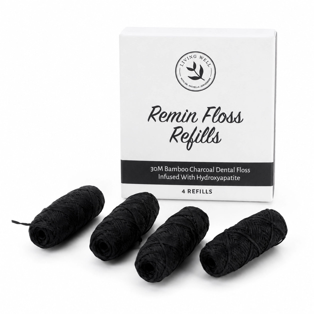 Remin Floss Refills 4-Pack – Hydroxyapatite-Infused Dental Floss Refill Spools