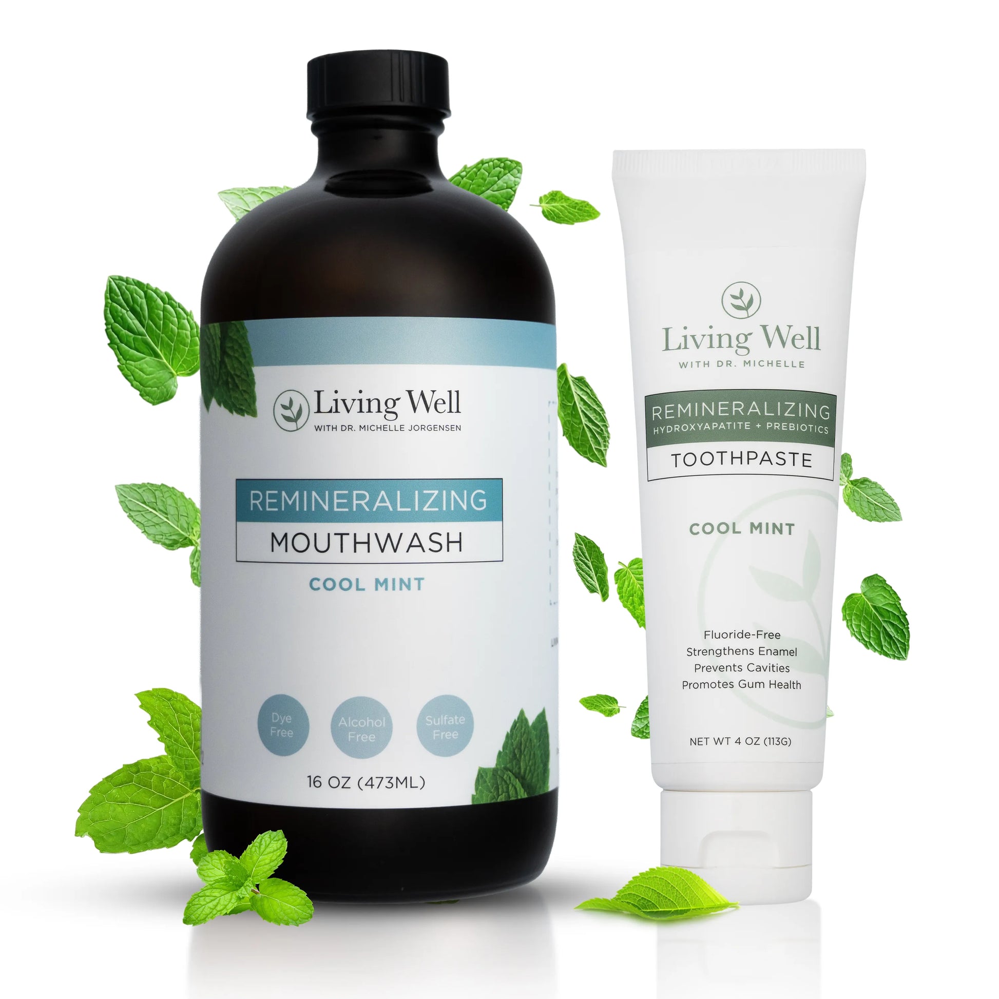 Hydroxyapatite Toothpaste + Mouthwash Bundle | Living Well Hydroxyapatite Toothpaste + Mouthwash Bundle | Living Well