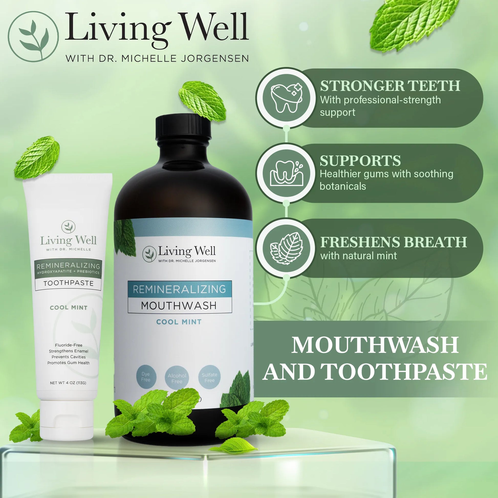Hydroxyapatite Toothpaste + Mouthwash Bundle | Living Well Hydroxyapatite Toothpaste + Mouthwash Bundle | Living Well