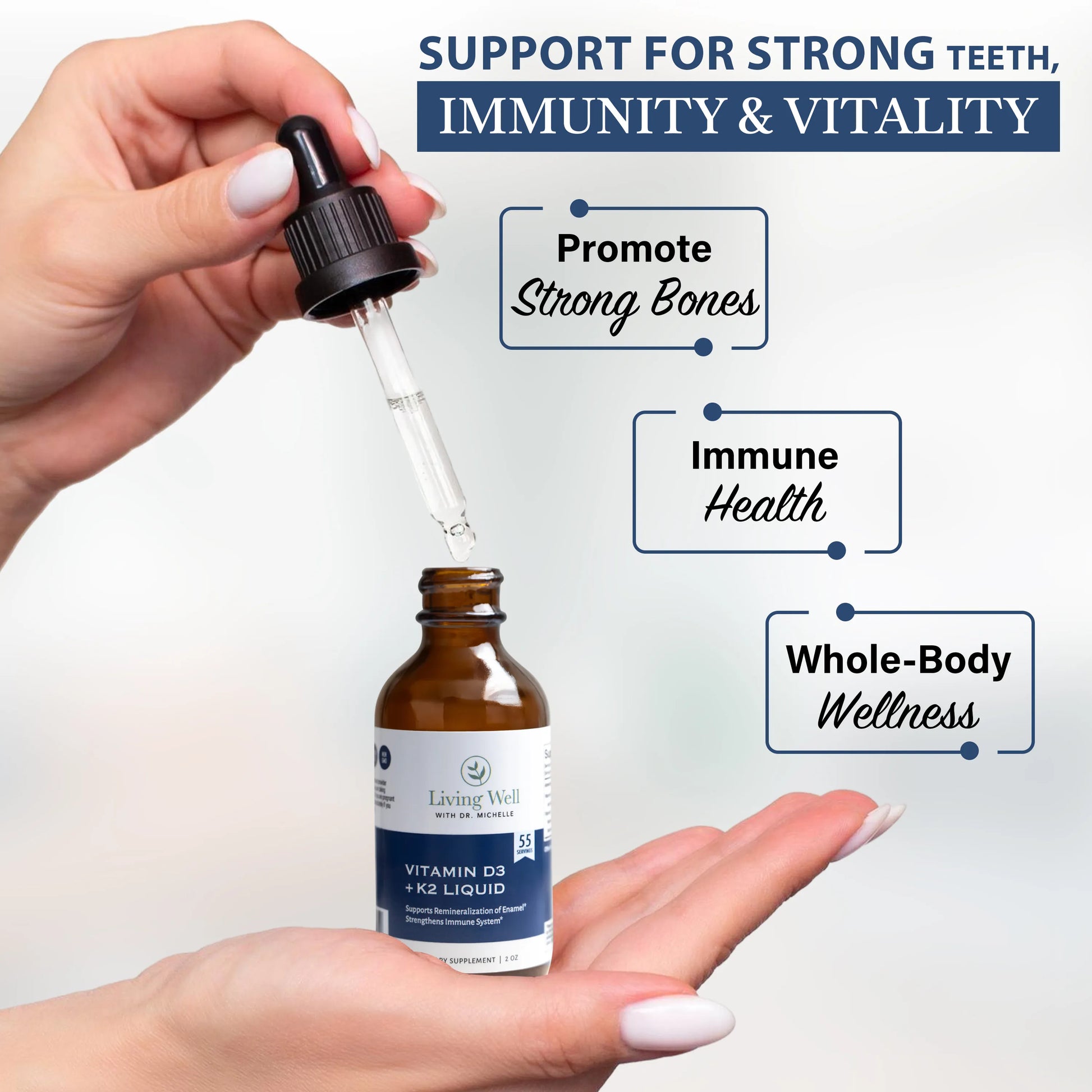 Tooth Remineralization Supplements with Liquid Vita D + K (Liquid Vita D + K, Tooth & Bone Formula)