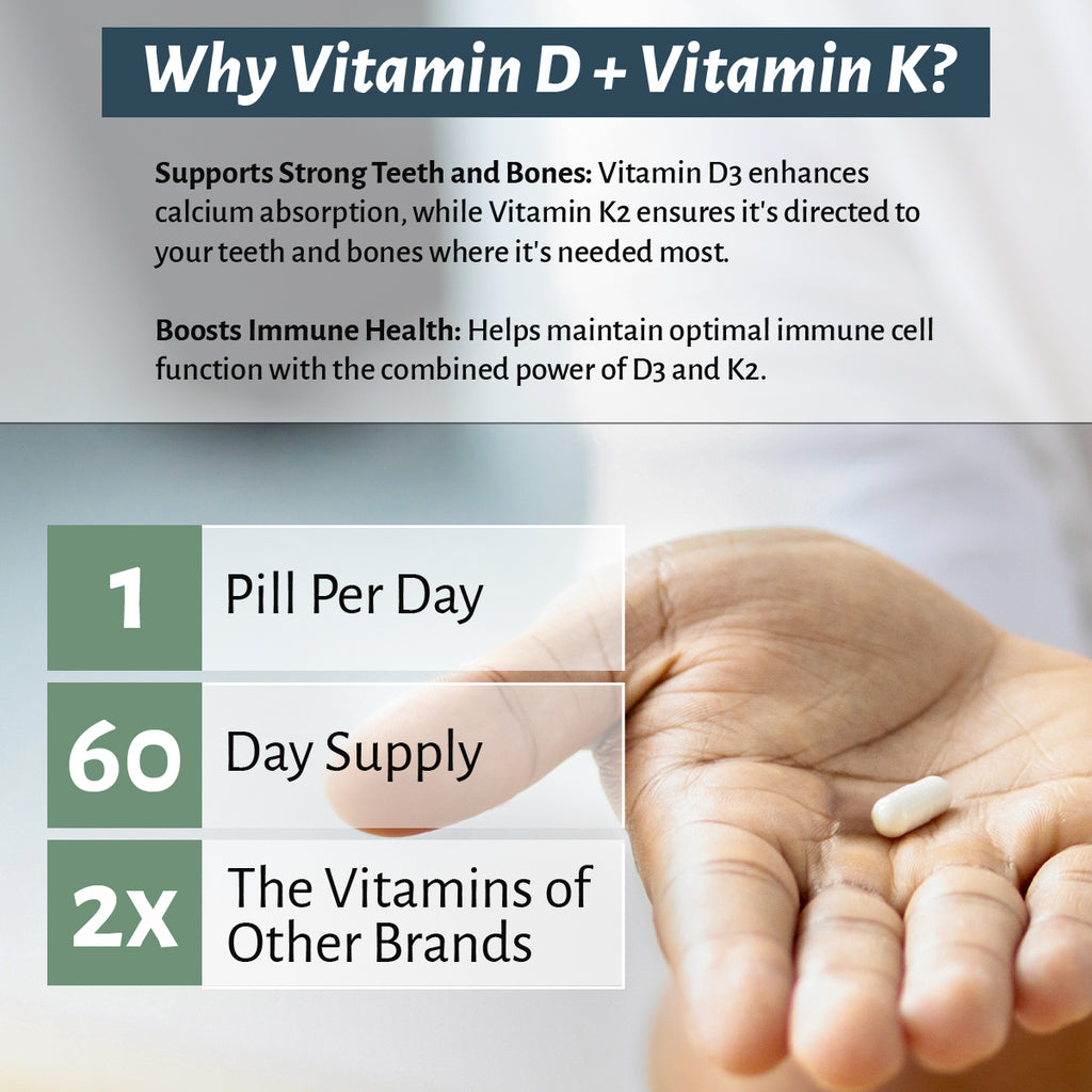 Tooth Remineralization Supplements (Vita D + K, Tooth & Bone Formula)