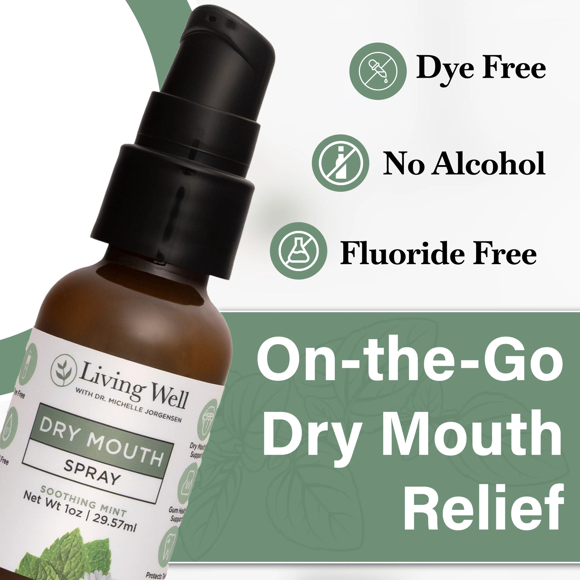 Alcohol free and fluoride free dry mouth spray for gentle daily oral care