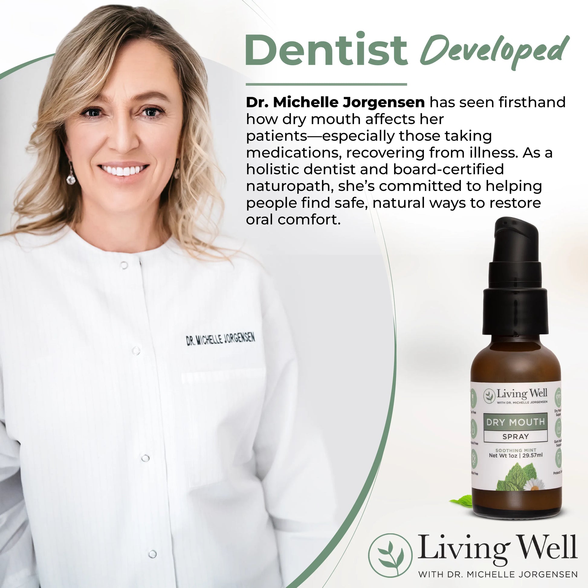 Dentist developed dry mouth spray created by Dr. Michelle Jorgensen