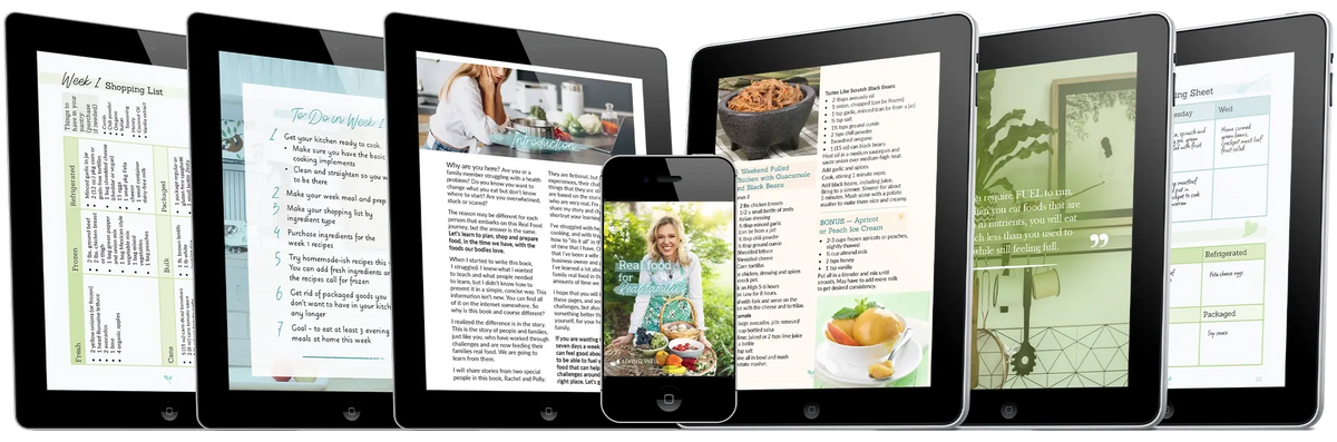 Recipes and pages from the Real Food for Real Families eBook