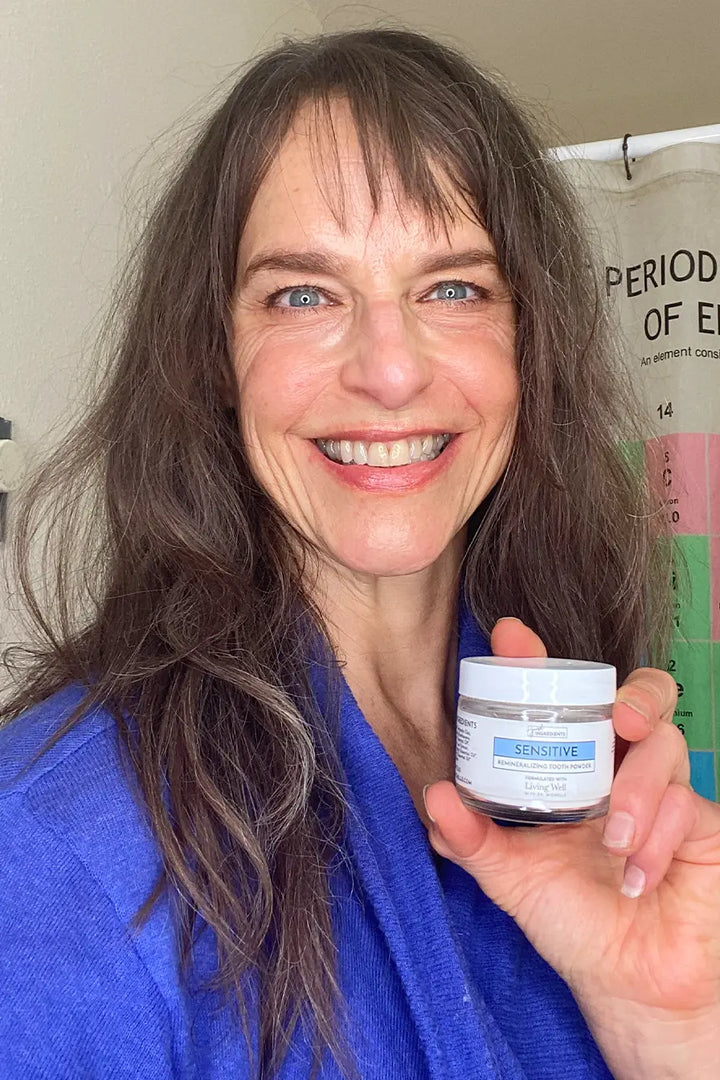 Customer photo shared with a Living Well tooth powder review