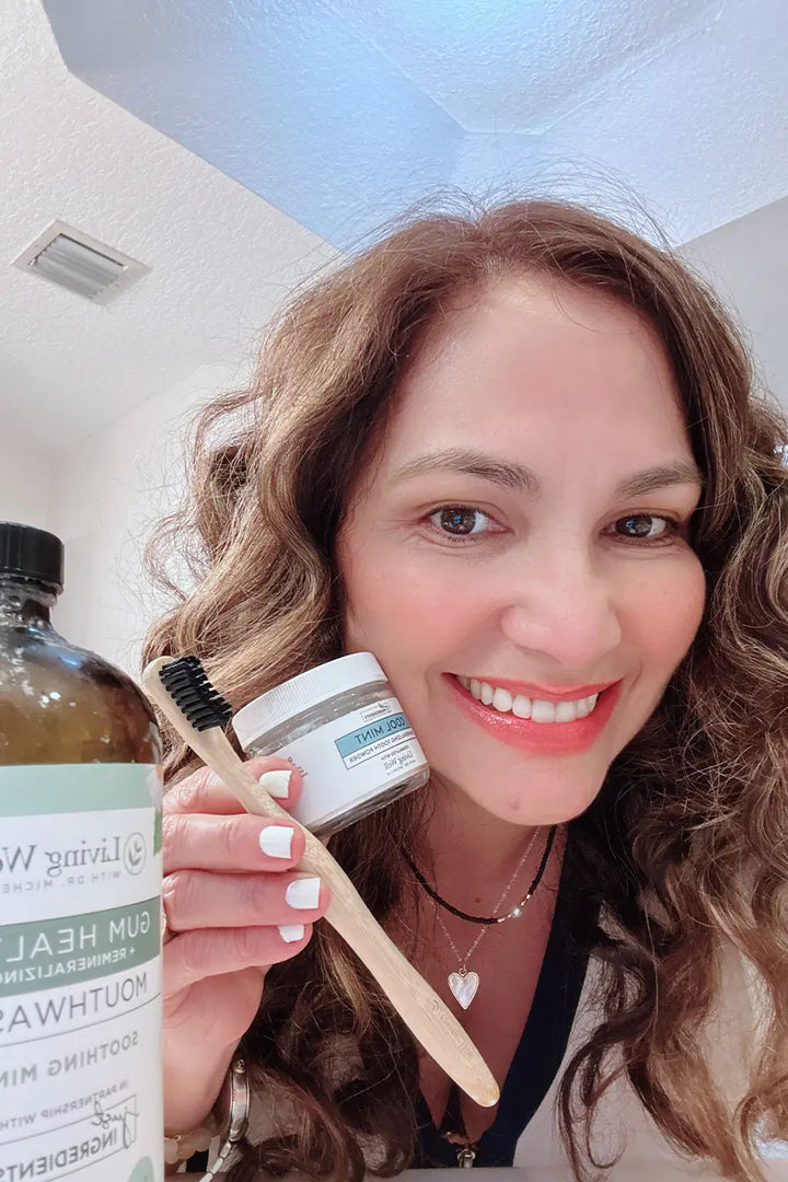 Customer photo shared with a Living Well tooth powder review