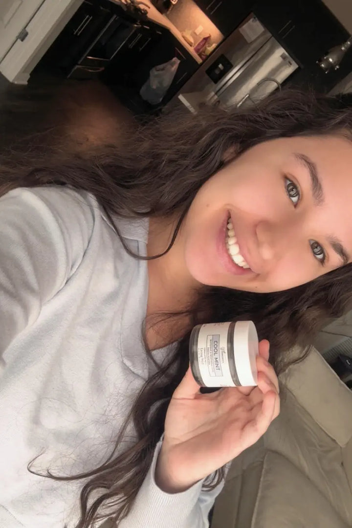 Customer photo shared with a Living Well tooth powder review